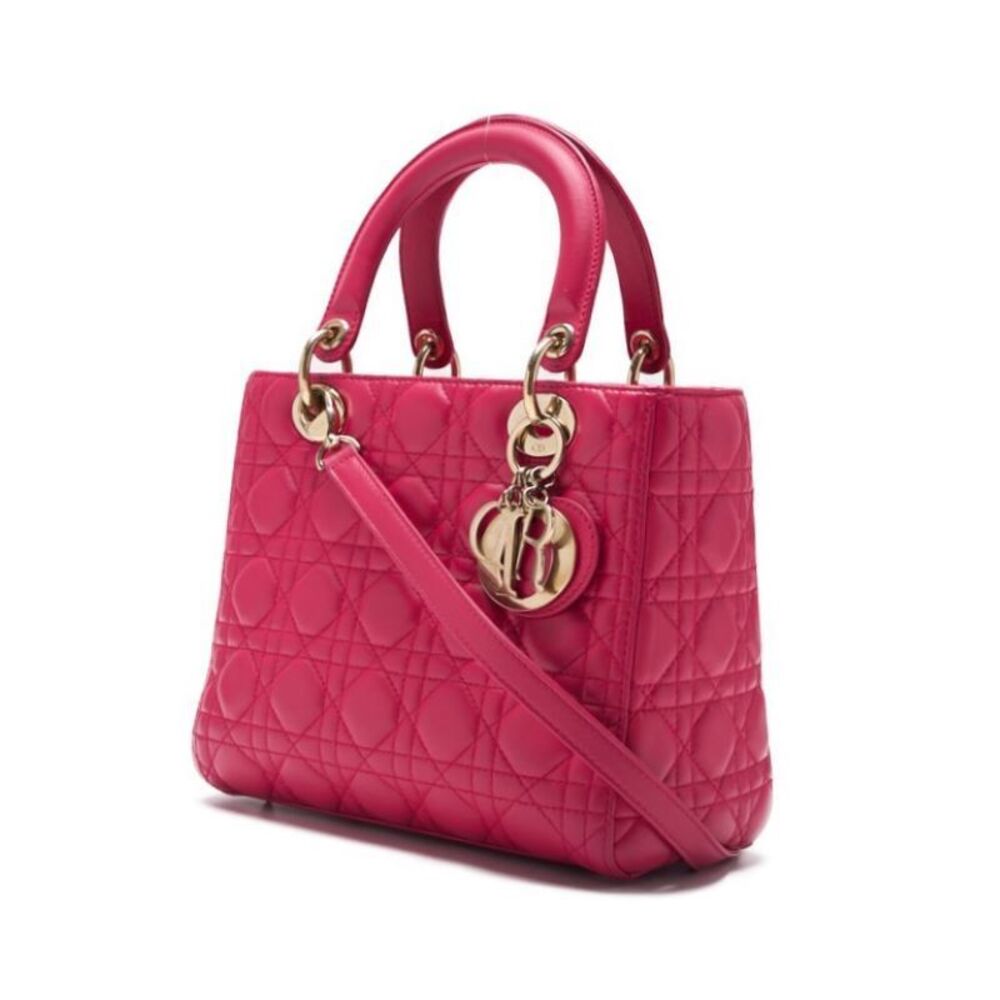 Dior Lady Cannage Handbag Pink Lambskin - Picture 2 of 8